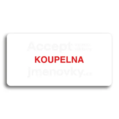 Piktogram "KOUPELNA" - bílá tabulka - barevný tisk bez rámečku