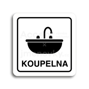 Piktogram "koupelna VI" - bílá tabulka - černý tisk