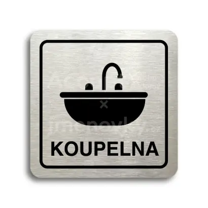 Piktogram "koupelna VI" - stříbrná tabulka - černý tisk