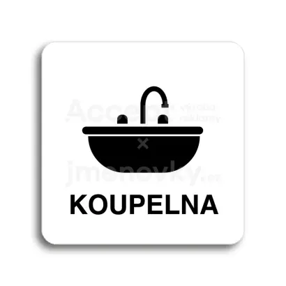 Piktogram "koupelna VI" - bílá tabulka - černý tisk bez rámečku