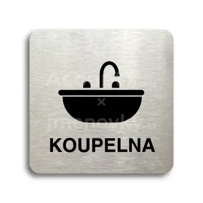 Piktogram "koupelna VI" - stříbrná tabulka - černý tisk bez rámečku