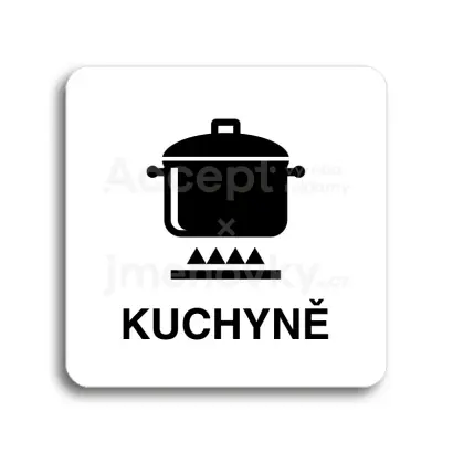Piktogram "kuchyně II" - bílá tabulka - černý tisk bez rámečku