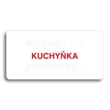 Piktogram "KUCHYŇKA" - bílá tabulka - barevný tisk bez rámečku