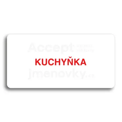 Piktogram "KUCHYŇKA" - bílá tabulka - barevný tisk bez rámečku