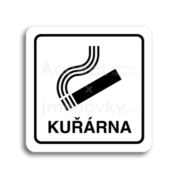 Piktogram "kuřárna" - bílá tabulka - černý tisk