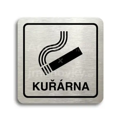 Piktogram "kuřárna" - stříbrná tabulka - černý tisk