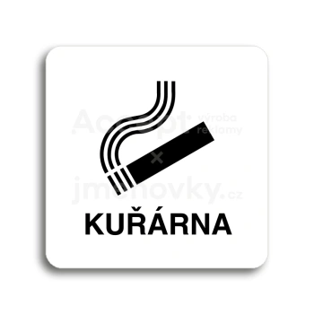 Piktogram "kuřárna" - bílá tabulka - černý tisk bez rámečku