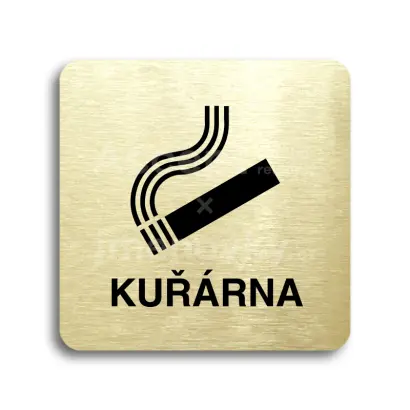 Piktogram "kuřárna" - zlatá tabulka - černý tisk bez rámečku