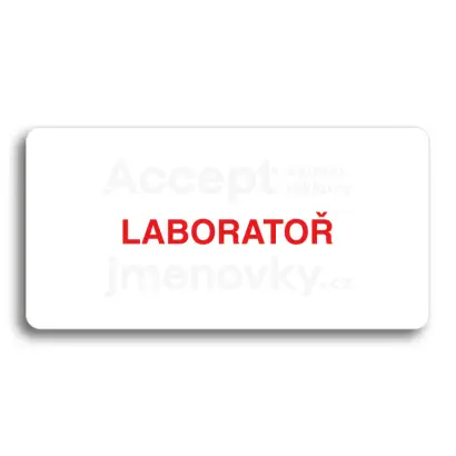 Piktogram "LABORATOŘ" - bílá tabulka - barevný tisk bez rámečku