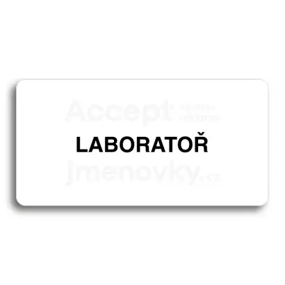 Piktogram "LABORATOŘ" - bílá tabulka - černý tisk bez rámečku