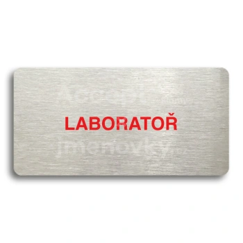 Piktogram "LABORATOŘ" - stříbrná tabulka - barevný tisk bez rámečku