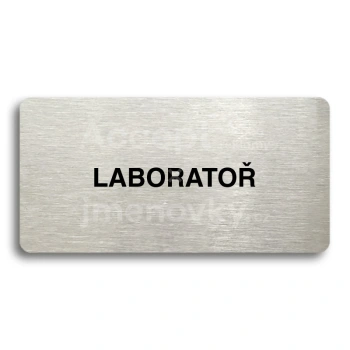 Piktogram "LABORATOŘ" - stříbrná tabulka - černý tisk bez rámečku