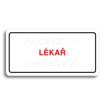 Piktogram "LÉKAŘ" - bílá tabulka - barevný tisk