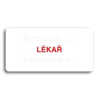 Piktogram "LÉKAŘ" - bílá tabulka - barevný tisk bez rámečku