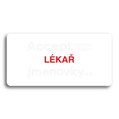Piktogram "LÉKAŘ" - bílá tabulka - barevný tisk bez rámečku
