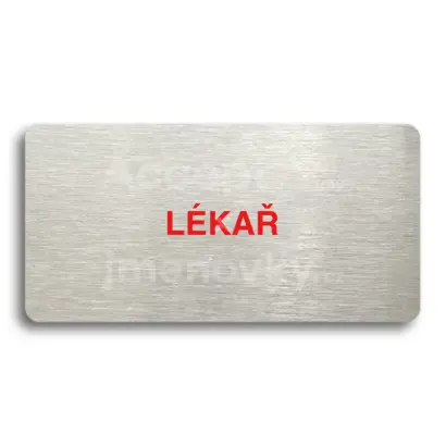 Piktogram "LÉKAŘ" - stříbrná tabulka - barevný tisk bez rámečku