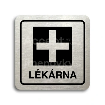 Piktogram "lékárna" - stříbrná tabulka - černý tisk
