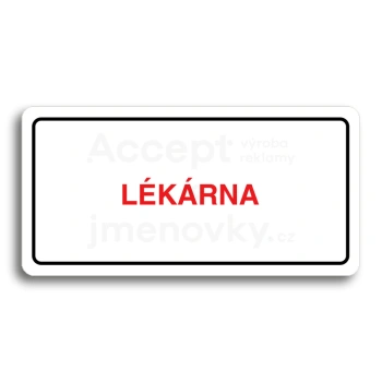 Piktogram "LÉKÁRNA" - bílá tabulka - barevný tisk