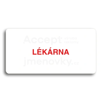 Piktogram "LÉKÁRNA" - bílá tabulka - barevný tisk bez rámečku