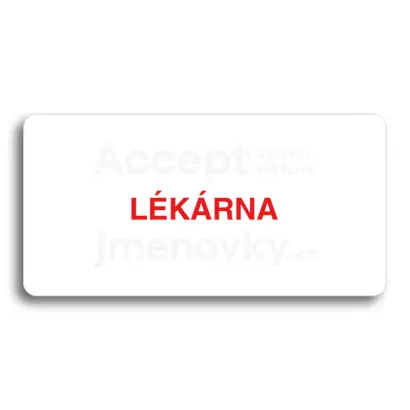 Piktogram "LÉKÁRNA" - bílá tabulka - barevný tisk bez rámečku