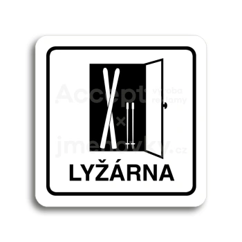 Piktogram "lyžárna" - bílá tabulka - černý tisk