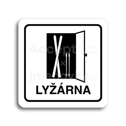 Piktogram "lyžárna" - bílá tabulka - černý tisk