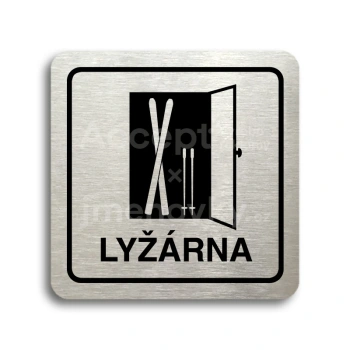 Piktogram "lyžárna" - stříbrná tabulka - černý tisk