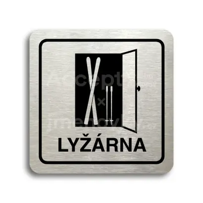 Piktogram "lyžárna" - stříbrná tabulka - černý tisk