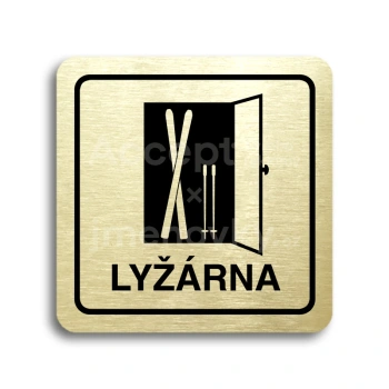 Piktogram "lyžárna" - zlatá tabulka - černý tisk