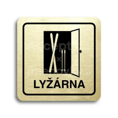 Piktogram "lyžárna" - zlatá tabulka - černý tisk