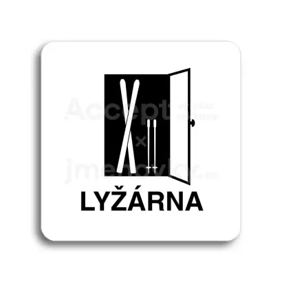 Piktogram "lyžárna" - bílá tabulka - černý tisk bez rámečku