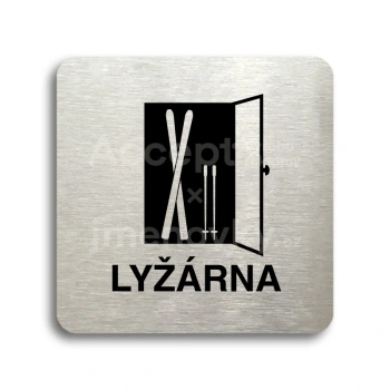 Piktogram "lyžárna" - stříbrná tabulka - černý tisk bez rámečku