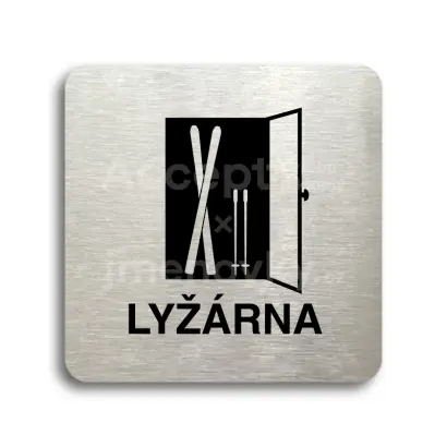 Piktogram "lyžárna" - stříbrná tabulka - černý tisk bez rámečku