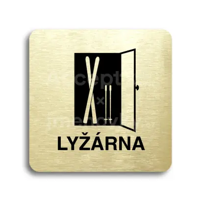 Piktogram "lyžárna" - zlatá tabulka - černý tisk bez rámečku