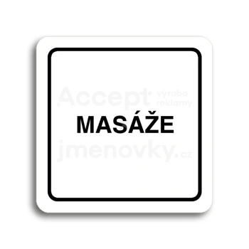 Piktogram "masáže" - bílá tabulka - černý tisk