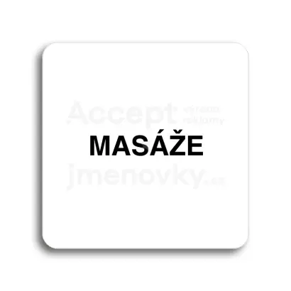 Piktogram "masáže" - bílá tabulka - černý tisk bez rámečku