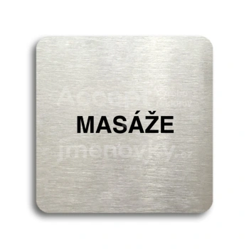 Piktogram "masáže" - stříbrná tabulka - černý tisk bez rámečku