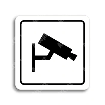 Piktogram "monitorováno II" - bílá tabulka - černý tisk