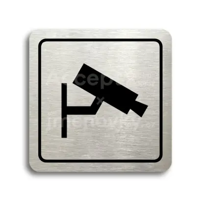 Piktogram "monitorováno II" - stříbrná tabulka - černý tisk