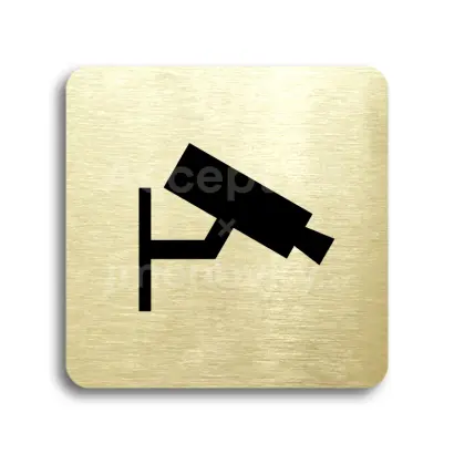 Piktogram "monitorováno II" - zlatá tabulka - černý tisk bez rámečku