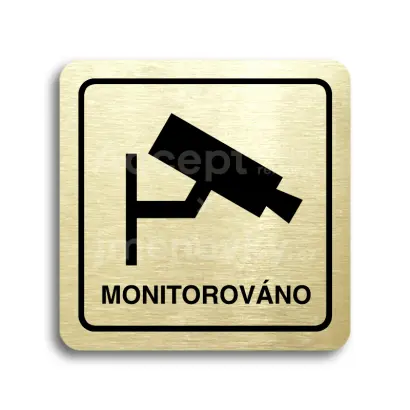 Piktogram "monitorováno" - zlatá tabulka - černý tisk