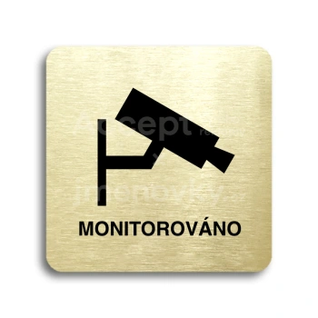 Piktogram "monitorováno" - zlatá tabulka - černý tisk bez rámečku