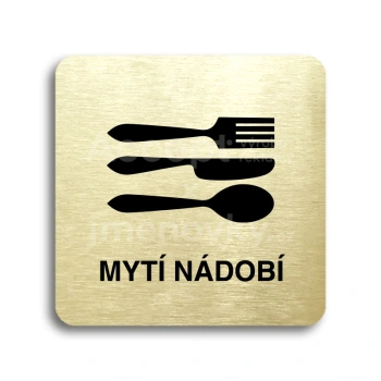 Piktogram "mytí nádobí" - zlatá tabulka - černý tisk bez rámečku