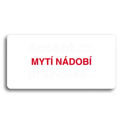 Piktogram "MYTÍ NÁDOBÍ" - bílá tabulka - barevný tisk bez rámečku