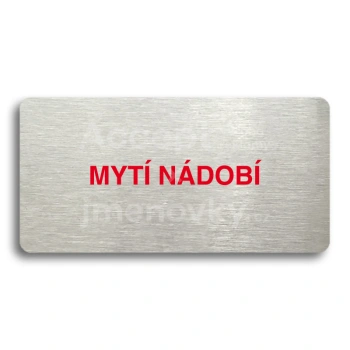 Piktogram "MYTÍ NÁDOBÍ" - stříbrná tabulka - barevný tisk bez rámečku
