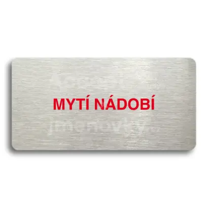 Piktogram "MYTÍ NÁDOBÍ" - stříbrná tabulka - barevný tisk bez rámečku