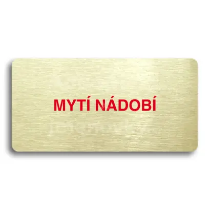 Piktogram "MYTÍ NÁDOBÍ" - zlatá tabulka - barevný tisk bez rámečku