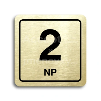 Piktogram "2 nadzemní podlaží" - zlatá tabulka - černý tisk
