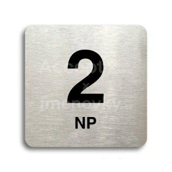 Piktogram "2 nadzemní podlaží" - stříbrná tabulka - černý tisk bez rámečku