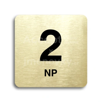 Piktogram "2 nadzemní podlaží" - zlatá tabulka - černý tisk bez rámečku